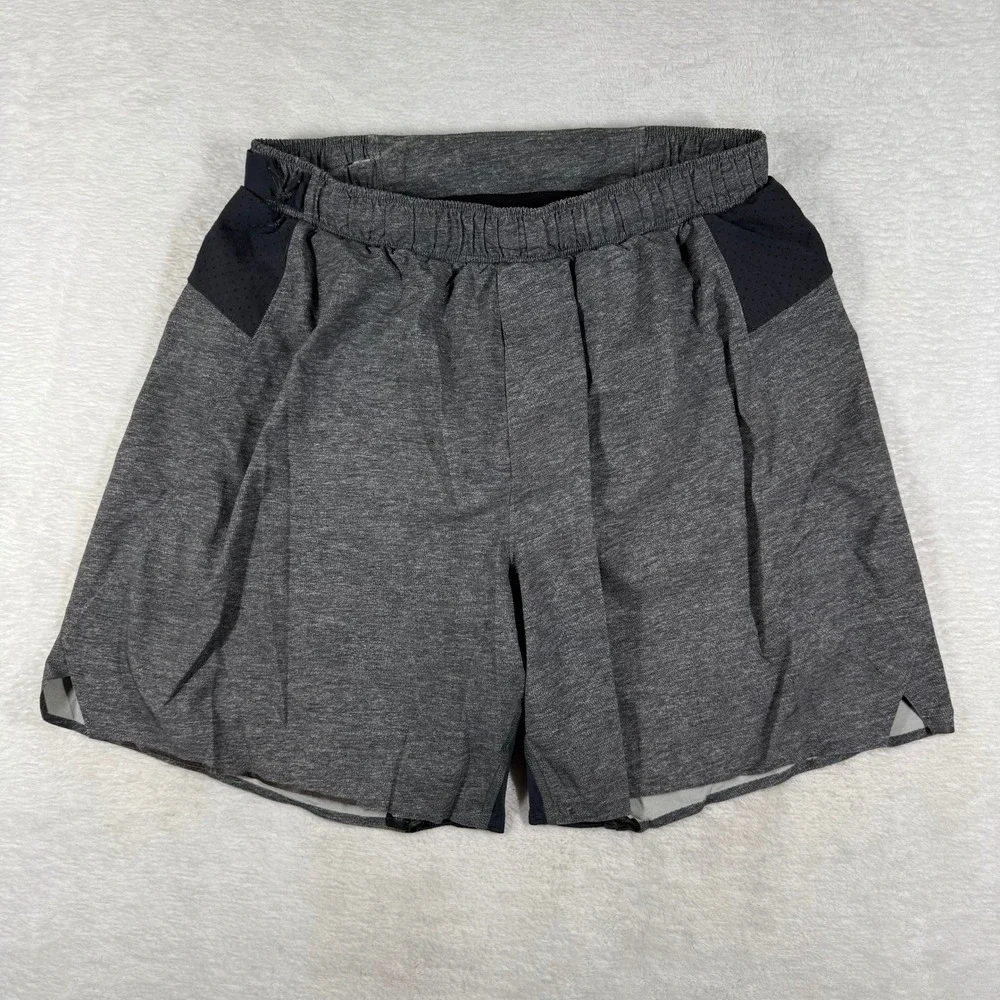 Lululemon Surge Short 6 Mens Small Heathered Black Gray Running Athletic Liner